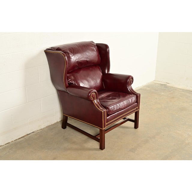 Hancock & Moore Hancock & Moore Chippendale Wingback Leather Lounge Chair For Sale - Image 4 of 15