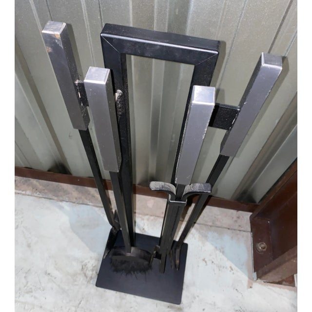 Pilgrim Black Iron With Stainless Steel Handles - Modern Fire Tool Set. Great set with crisp, clean, modern lines....