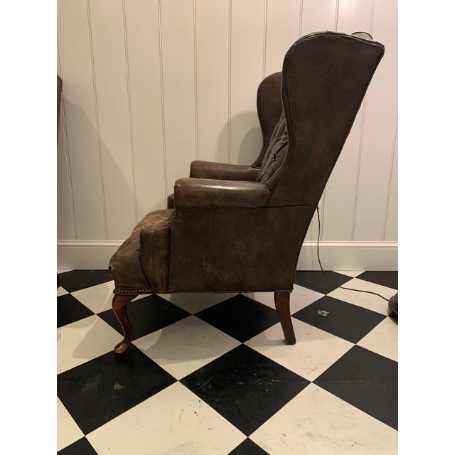 Antique Leather Tufted Chair in Great Condition