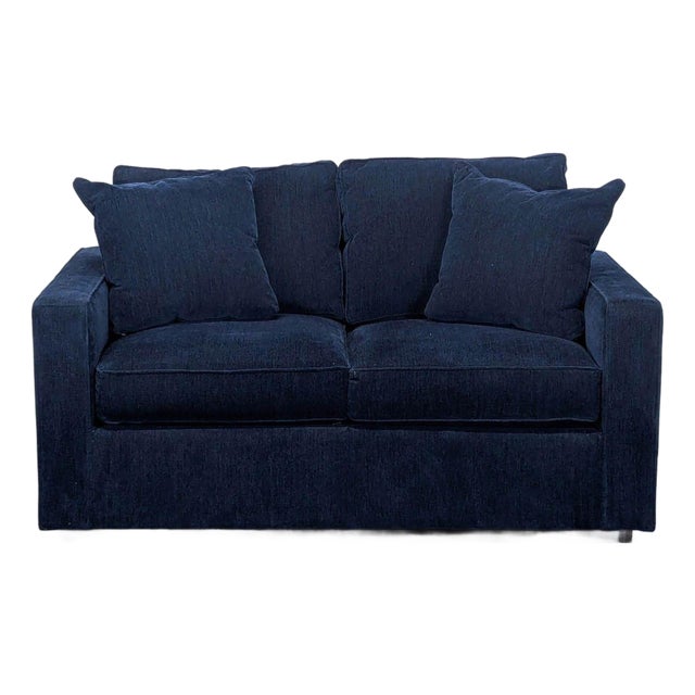 Room and Board York Navy Blue Loveseat - Modern and Comfortable For Sale