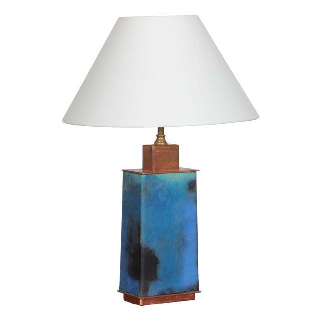 Enamelled Metal Table Lamp, 1950s For Sale
