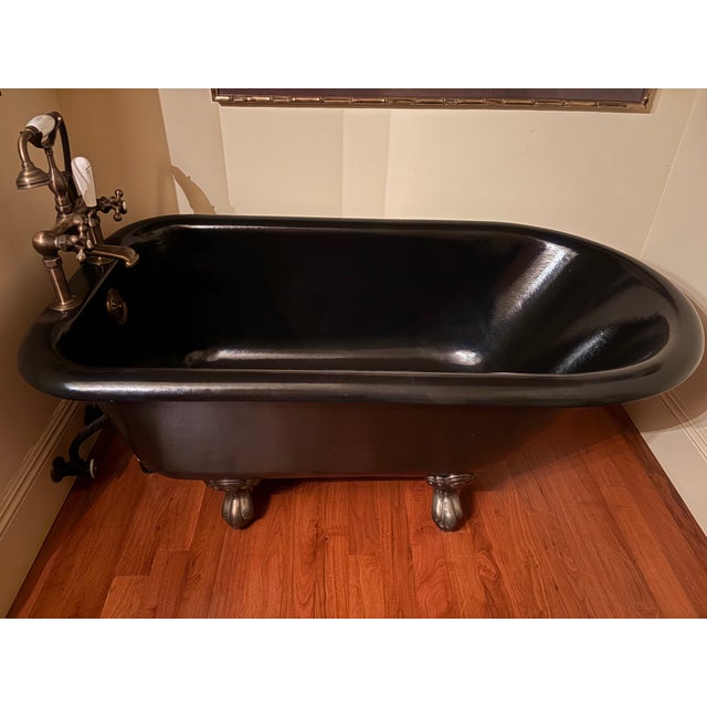 Sunrise Specialty cast iron tub. Hand-finished Black, period reproduction, Claw Feet, Vintage Brass Fixtures, Deck Mounted...