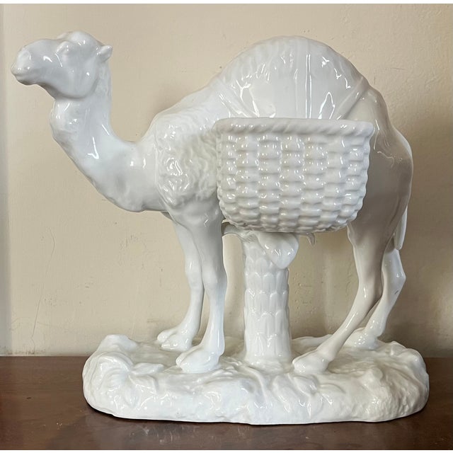 Antique 19th Century Continental Blanc De Chine Porcelain Camel Table Centerpiece Vase With Two Baskets for Flowers For Sale - Image 4 of 18