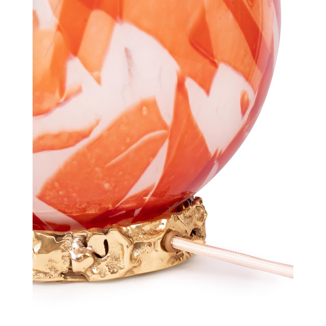 Contemporary Stories of Italy Red Nougat Crown Globe Lamp with Cast Brass Base For Sale - Image 3 of 4