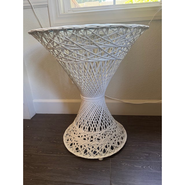 Base made from spun fiberglass. This Woodard series features a distinctive open lattice fretwork pattern. The spun...