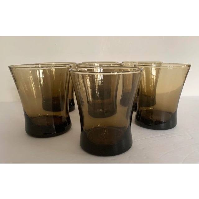 Linden Moka Anchor Hocking Smoke Brown Glasses - Set of 7 For Sale - Image 9 of 9
