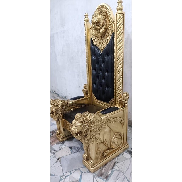 1960s Royal Lion Throne Chair with Matching Lion Scepter For Sale - Image 9 of 10