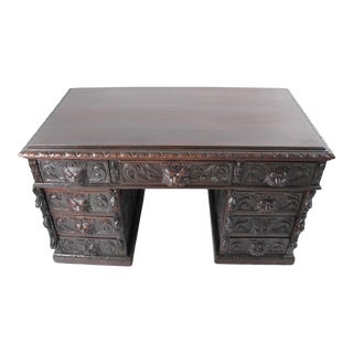 Victorian Carved Demon Desk For Sale