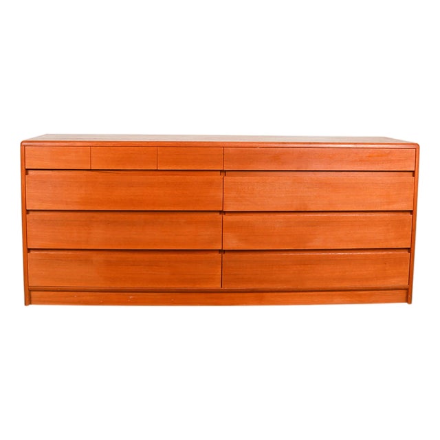 Mid Century Danish Modern Teak 10 Drawer Dresser Denmark For Sale