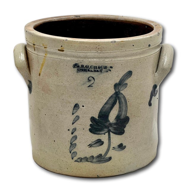 This Really is a Great Looking Example of a Authentic Antique Massachusetts - American Primitive Stoneware Storage Jar -...