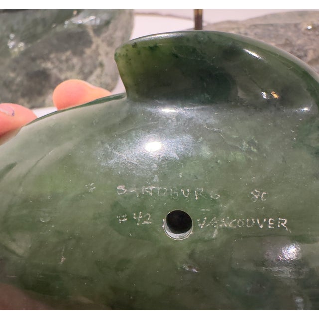 Pair 1980 Canadian Nephrite Jade Marine Sculptures, Signed S. Sandburg For Sale In Atlanta - Image 6 of 14