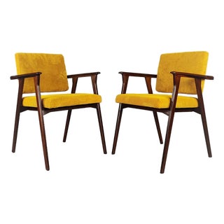 Yellow Wooden Chairs, 1960s, Set of 2 For Sale