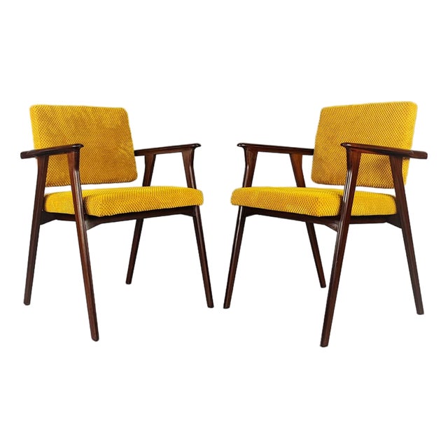 Yellow Wooden Chairs, 1960s, Set of 2 For Sale