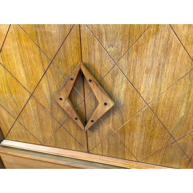 Unique Mid-Century Modern High-Boy Chest W/ Sculpted Handles For Sale - Image 10 of 17