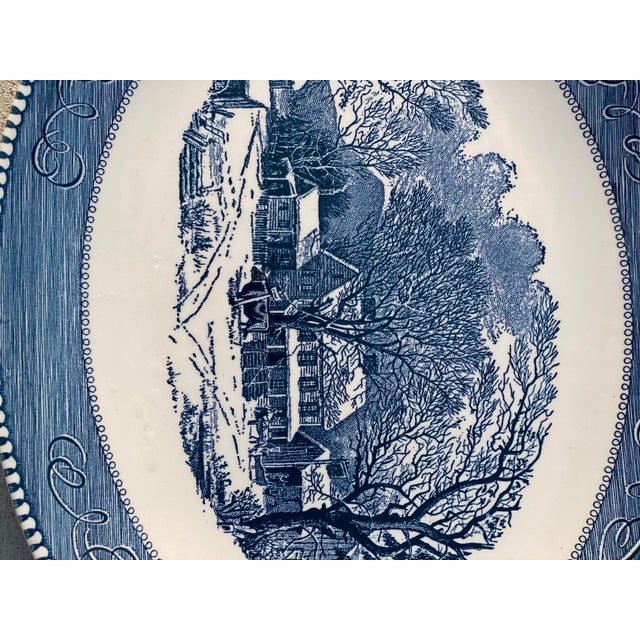Vintage Royal China Usa Currier & Ives Blue Old Inn Winter Serving Platter For Sale - Image 9 of 10