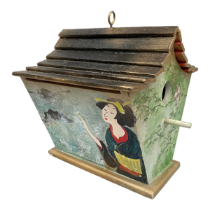 Vintage Asian Handmade Painted Birdhouse