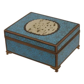 Inaba Japanese Cloisonne and Jade Box Yamanaka and Co For Sale