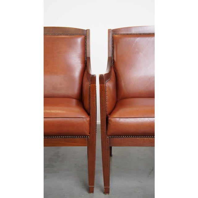 Art Deco Cognac-Colored Armchairs, Set of 4 For Sale - Image 15 of 18