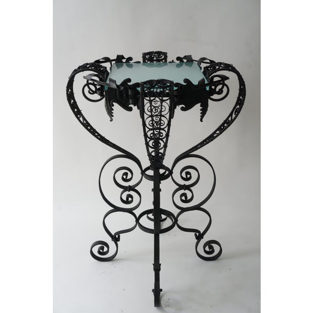 Hollywood Regency Mizner Spanish Colonial Style Garden Pedestal Wrought Iron For Sale - Image 3 of 11
