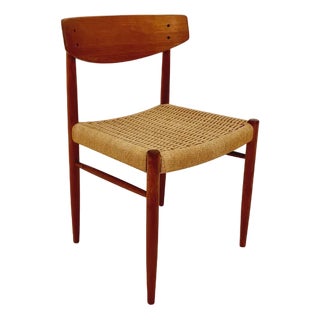 Danish Teak & Paper Cord Dining Chair from A.M. Mobler, 1960s For Sale