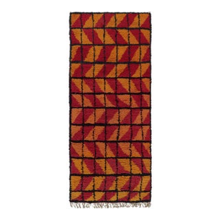 Vintage Moroccan Runner With Gold and Pink Geometric Patterns, From Rug & Kilim For Sale