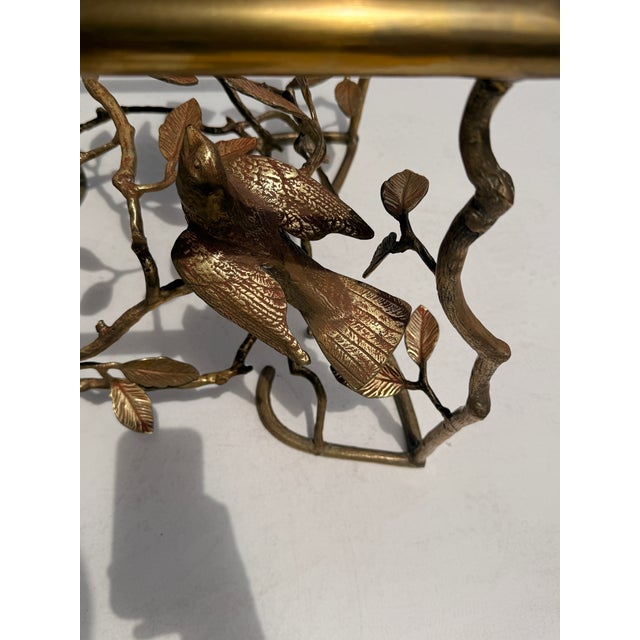 1970s Brass Coffee / Side Table With Birds and Branches For Sale - Image 9 of 12