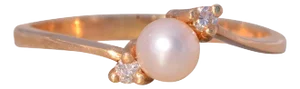 The Bendigo: Cultured Pearl and Natural Diamond Bypass Ring in Yellow Gold