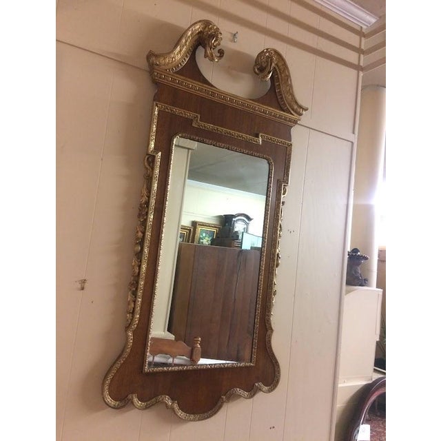Item: Vintage Burl Walnut and Gilded Federal Style Mirror. Age & Condition: Circa 1930-1940. Minor imperfections to the...