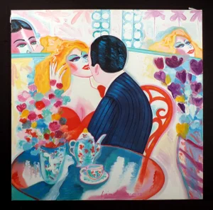 1980s Earl Linderman "Spicy and Sweet" Original Oil Painting Canvas