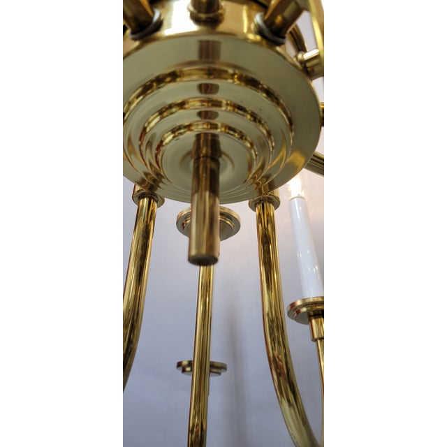 Vintage Brass Chandelier- 12 Light in Style of Tommi Parzinger For Sale - Image 11 of 11