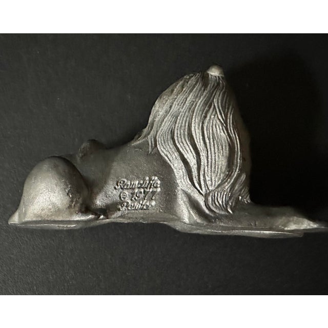 Vintage 1977 Pewter Lion Figurine For Sale - Image 4 of 11