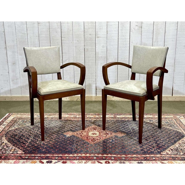 Art Deco Bridge Chairs in Beech and Imitation Leather, 1950s, Set of 2 For Sale - Image 13 of 13