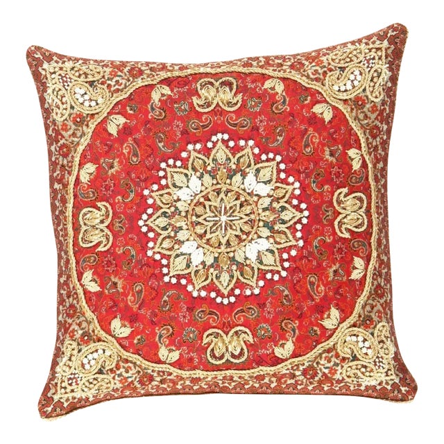 Contemporary Persian Silk Termeh Pillow For Sale