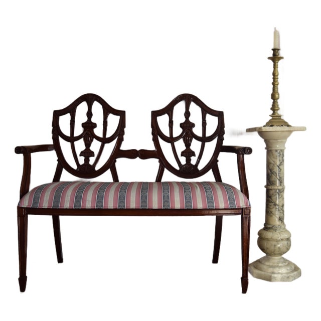 Late 19th- To Early 20th-Century Hepplewhite-Style Settee For Sale