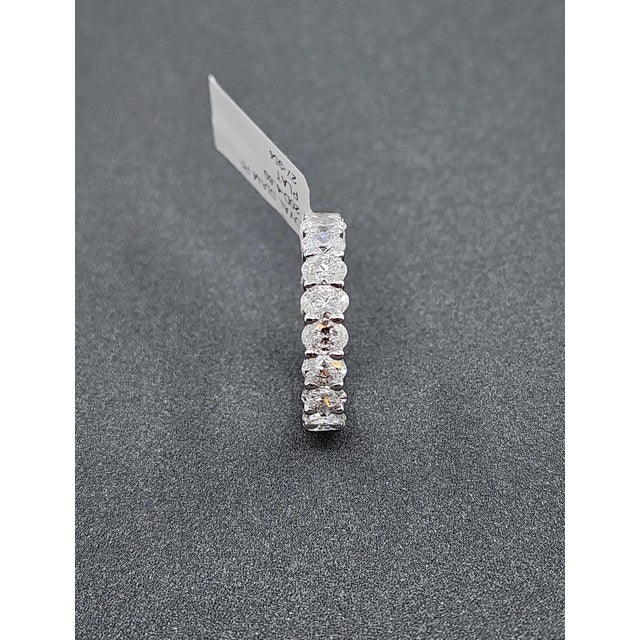 Metal 4.69 Ct Oval Diamond Eternity Band Size 7.5 For Sale - Image 7 of 9