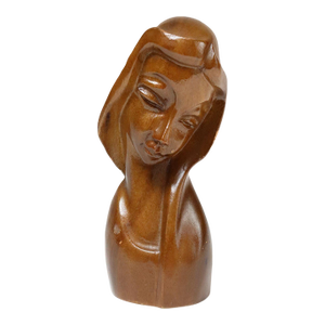Vintage Petite Mabini Figural Female Bust Sculpture in Monkeypod