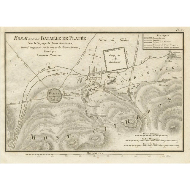 Ancient Greece Battle of Plataea Military Map from Ambroise Tardieu, 1825 For Sale