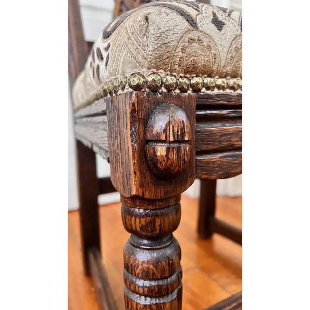 1930s Feudal Oak Chairs by Jamestown Lounge Company - Set of 4 For Sale In Boston - Image 6 of 11