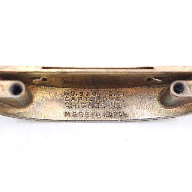 Mid 20th Century Reclaimed Brass Semi Circle Drawer Bin Pull With Label Slot For Sale - Image 5 of 6