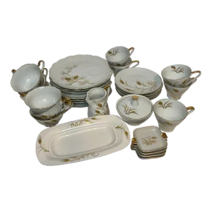 Antique Nippn Hand Painted Wheat Patterned Tea Set- 31 Pieces