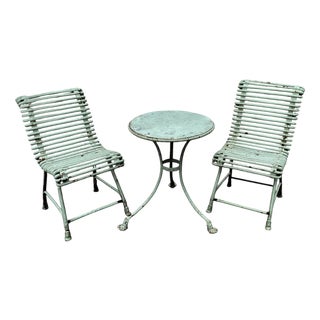 Wrought Iron Garden Table and Chairs from Arras, 1890s, Set of 3 For Sale