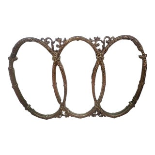 Vintage Hollywood Regency Triple Oval Gilt Wall Mirror For Sale