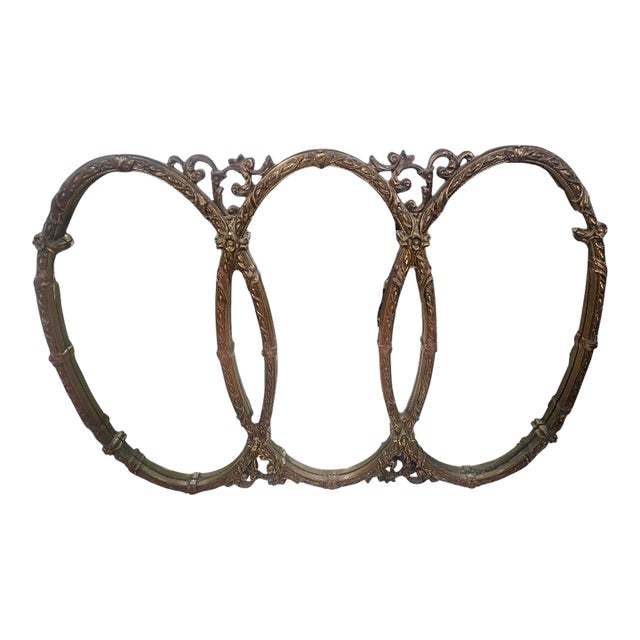 Vintage Hollywood Regency Triple Oval Gilt Wall Mirror For Sale