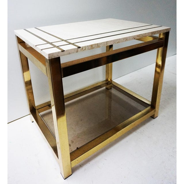 1970s Travertine and Gold Side Table by Maison Jansen Alain Delon for Mario Sabot, 1970s For Sale - Image 5 of 5
