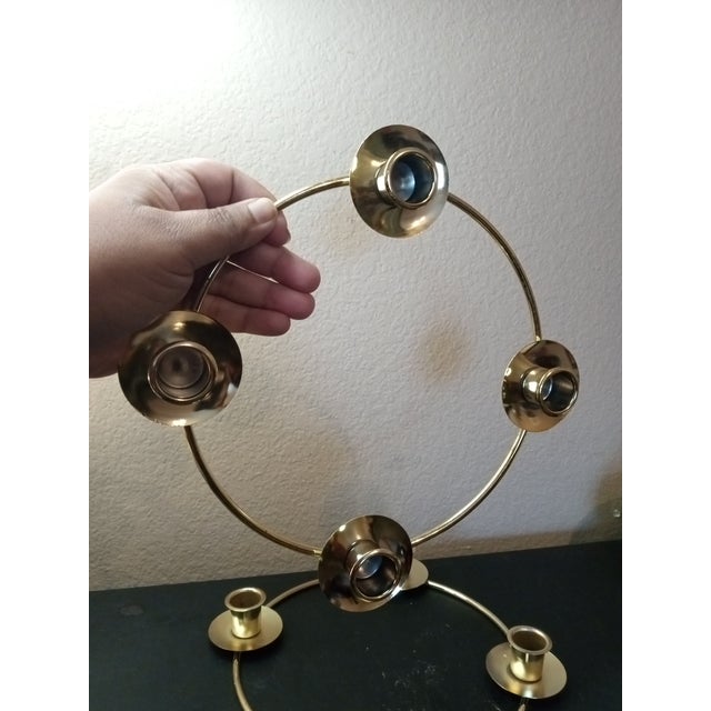 GORGEOUS Pair of 8" Four Candle Holder Brass Rings This product is a stunning pair of 8" candle holders made of brass,...