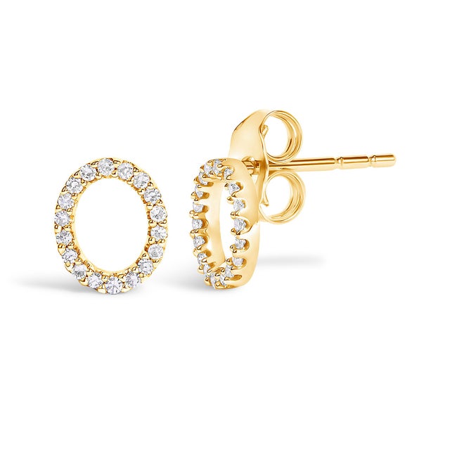 Expertly crafted to symbolize individuality and grace, this exquisite "O" initial stud earring is fashioned from radiant...