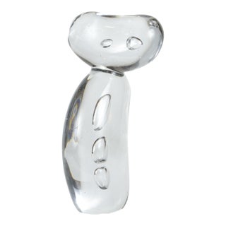 Late 20th Century Clear Hand-Blown Glass Modern Abstract Sculpture With Trapped Bubbles, Poland For Sale