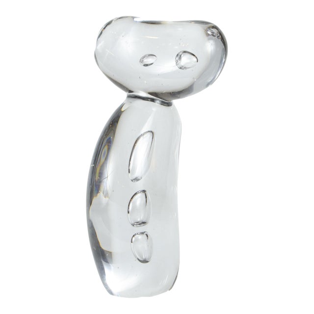 Late 20th Century Clear Hand-Blown Glass Modern Abstract Sculpture With Trapped Bubbles, Poland For Sale