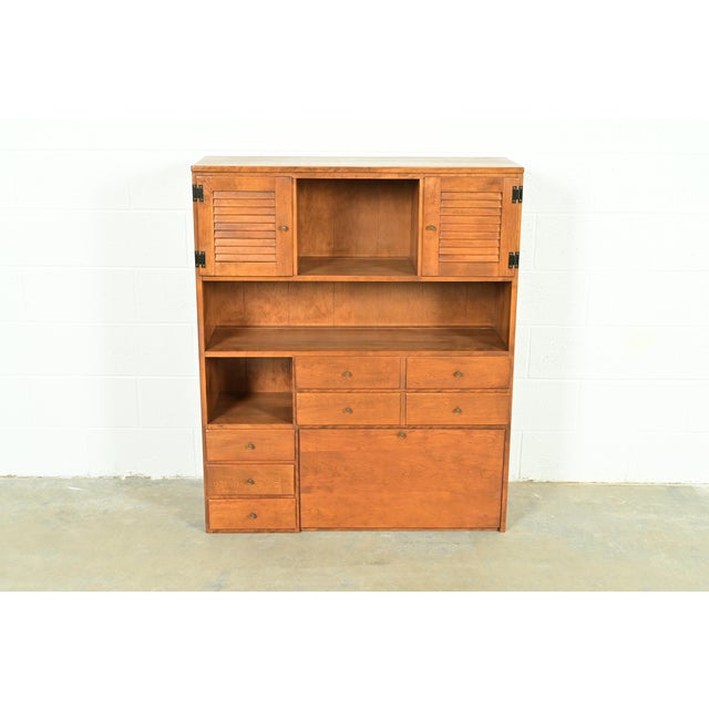 A gorgeous American Colonial, Georgian, or Chippendale style wall unit or hutch top with drop front secretary desk By...