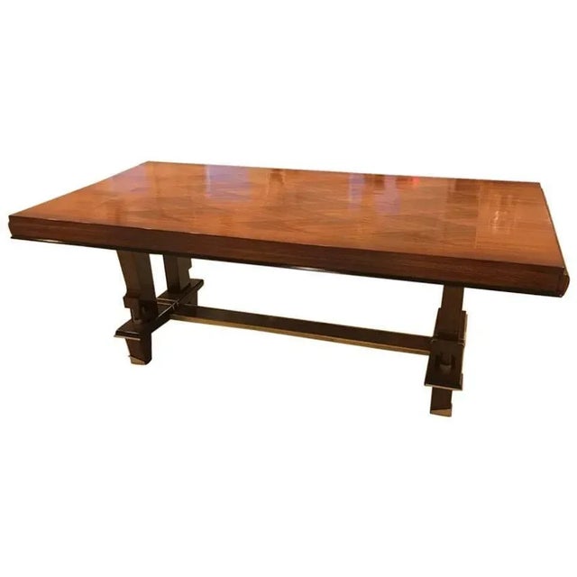 Antique French Art Deco Dining Table with Diamond Marquetry For Sale - Image 10 of 10